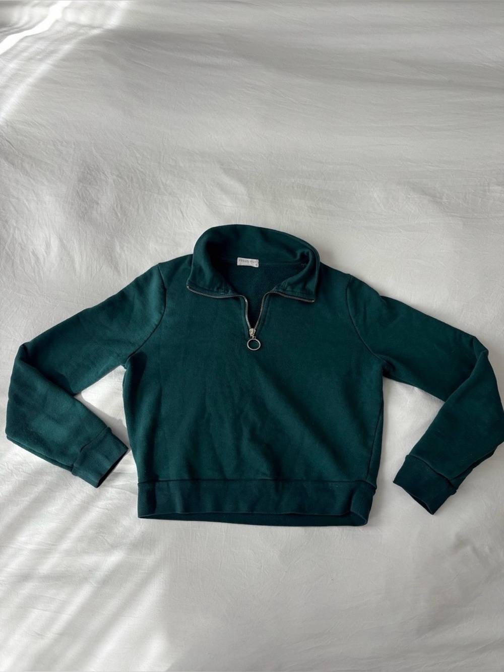 Forest Green Cropped Quarter Zip Pullover